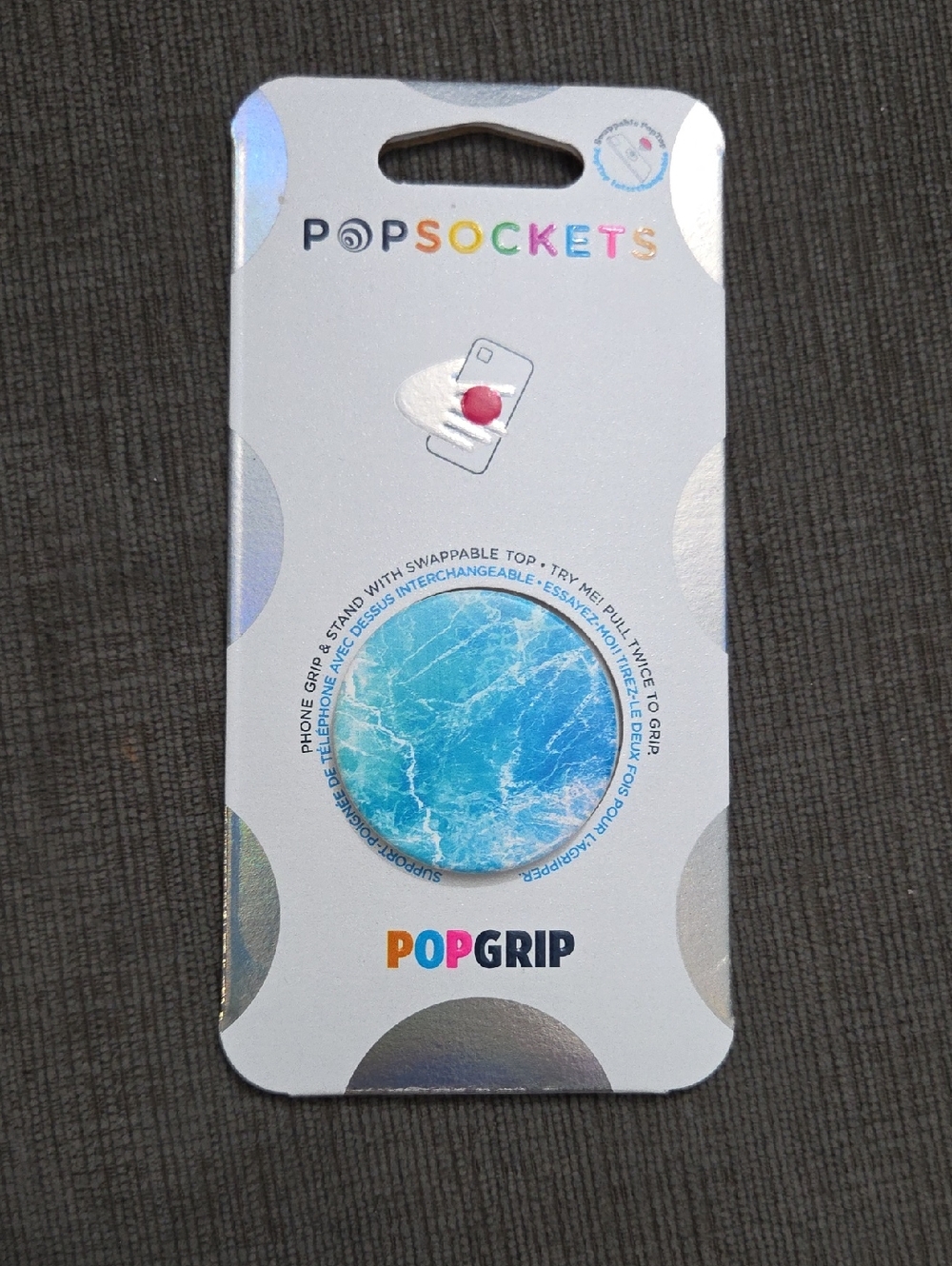 PopSocket PopGrip Phone Grip – Turquoise Blue Marble